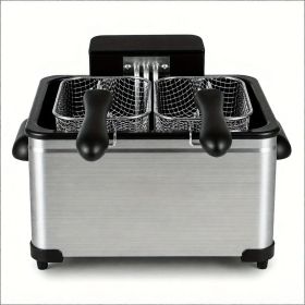 5.3-Qt Electric Deep Fryer with 3 Baskets 1700W Power LED Touch Screen Display And 6 Cooking Presets for Kitchen Use
